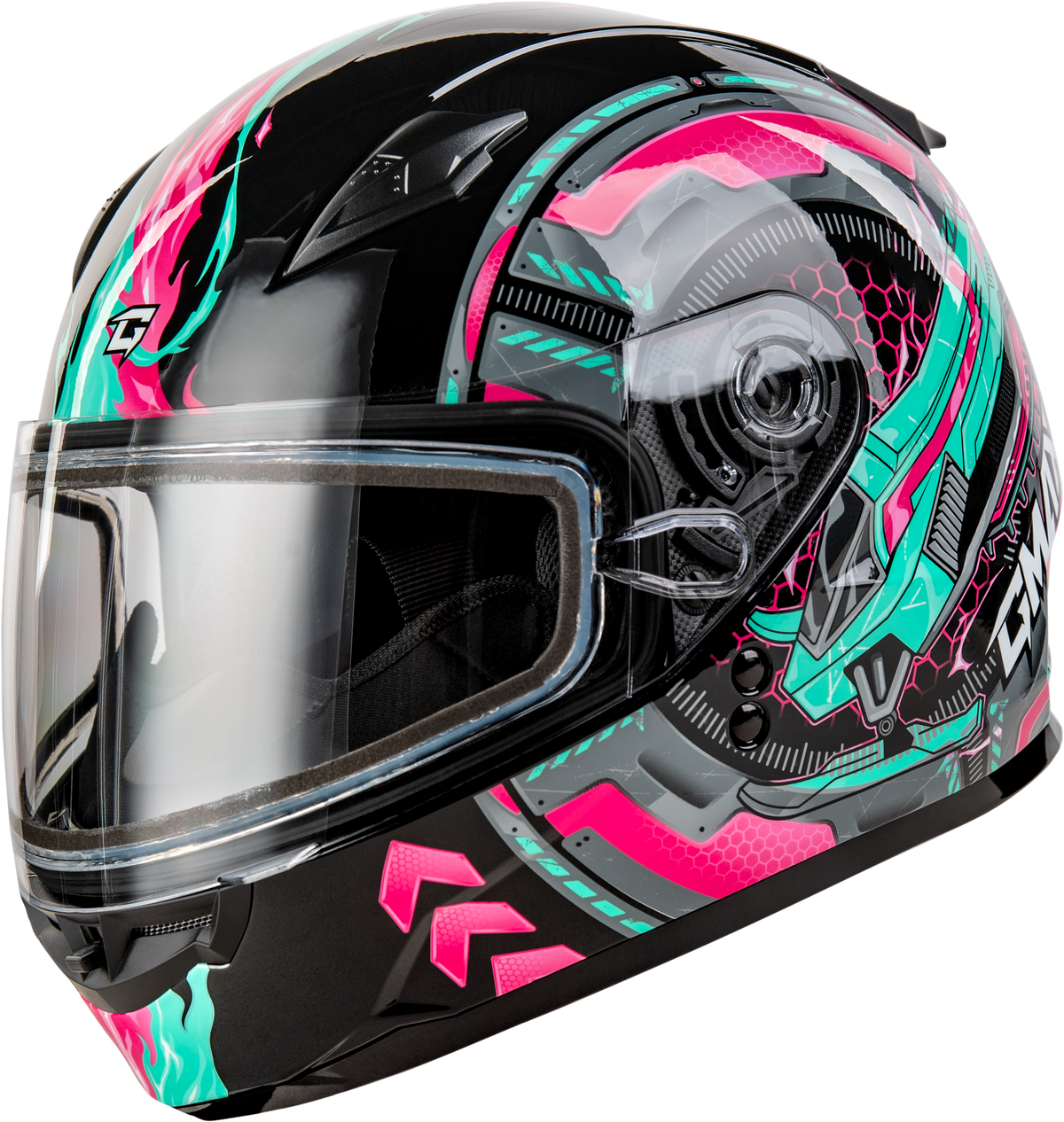 GMAX Youth GM-49Y Charge Snow Helmet Black/Pink/Aqua