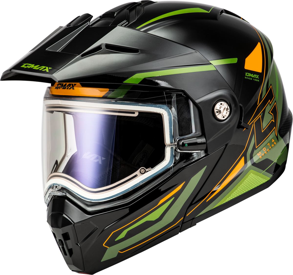 GMAX MD-74S Spectre Modular Helmet w/Electric Shield Black/Green