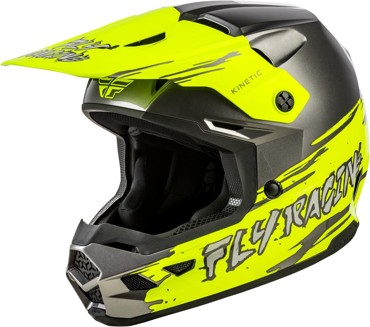Fly Racing Youth Kinetic Surge Helmet - Grey/Hi-Vis Yellow