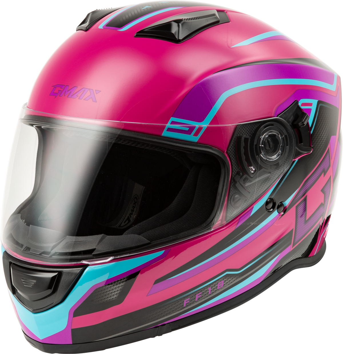 GMAX FF-18 Drift Helmet (2024) Pink/Blue/Black