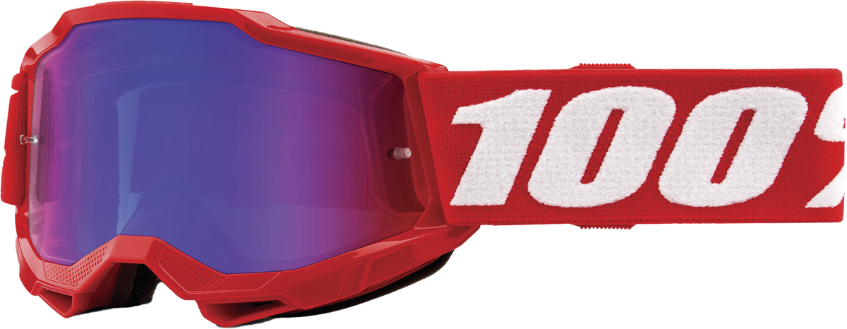 100% Accuri 2 Junior Goggles Neon Red / Mirror Red/Blue Lens