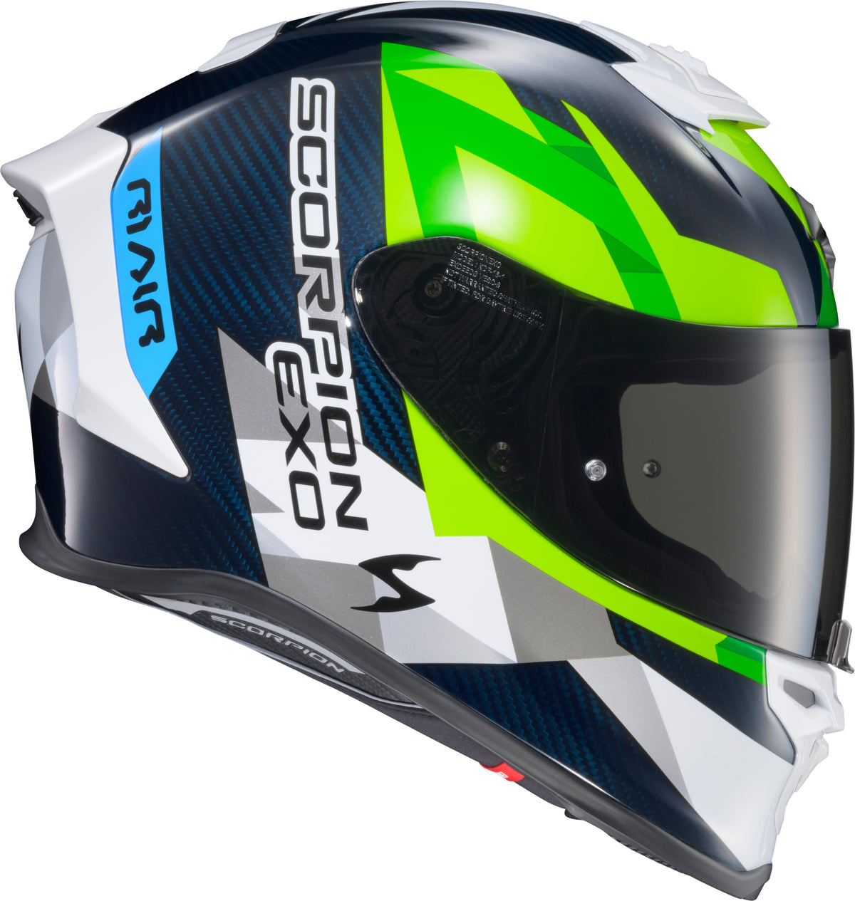 Scorpion EXO-R1 Air Carbon Rastor Helmet - White/Green/Blue