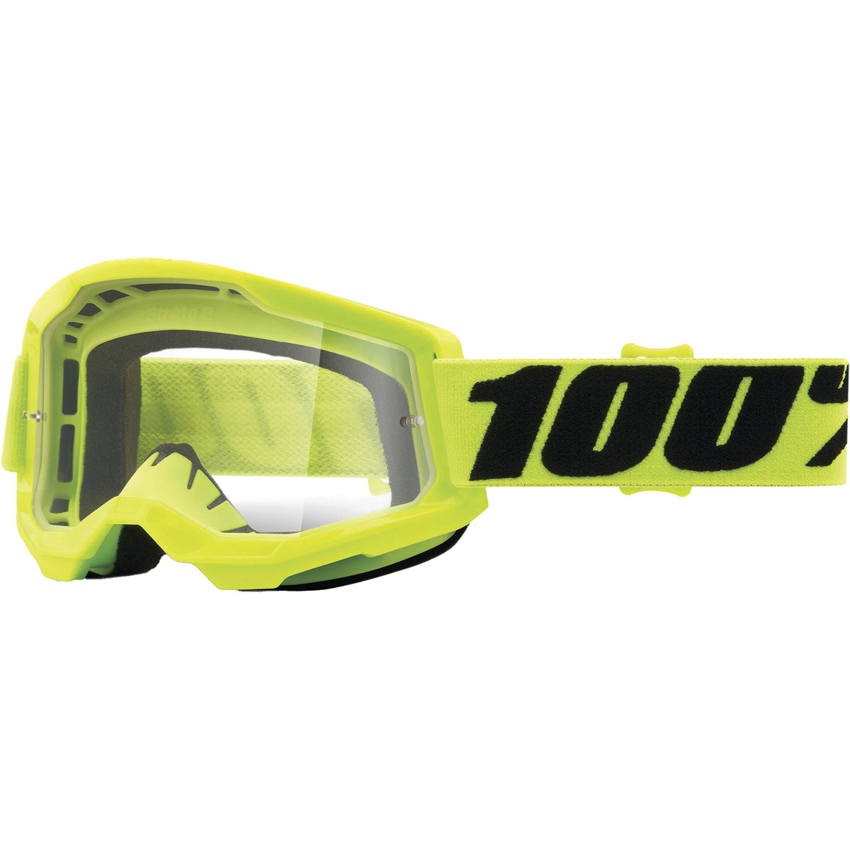 100% Strata 2 Goggles Fluo Yellow / Clear Lens