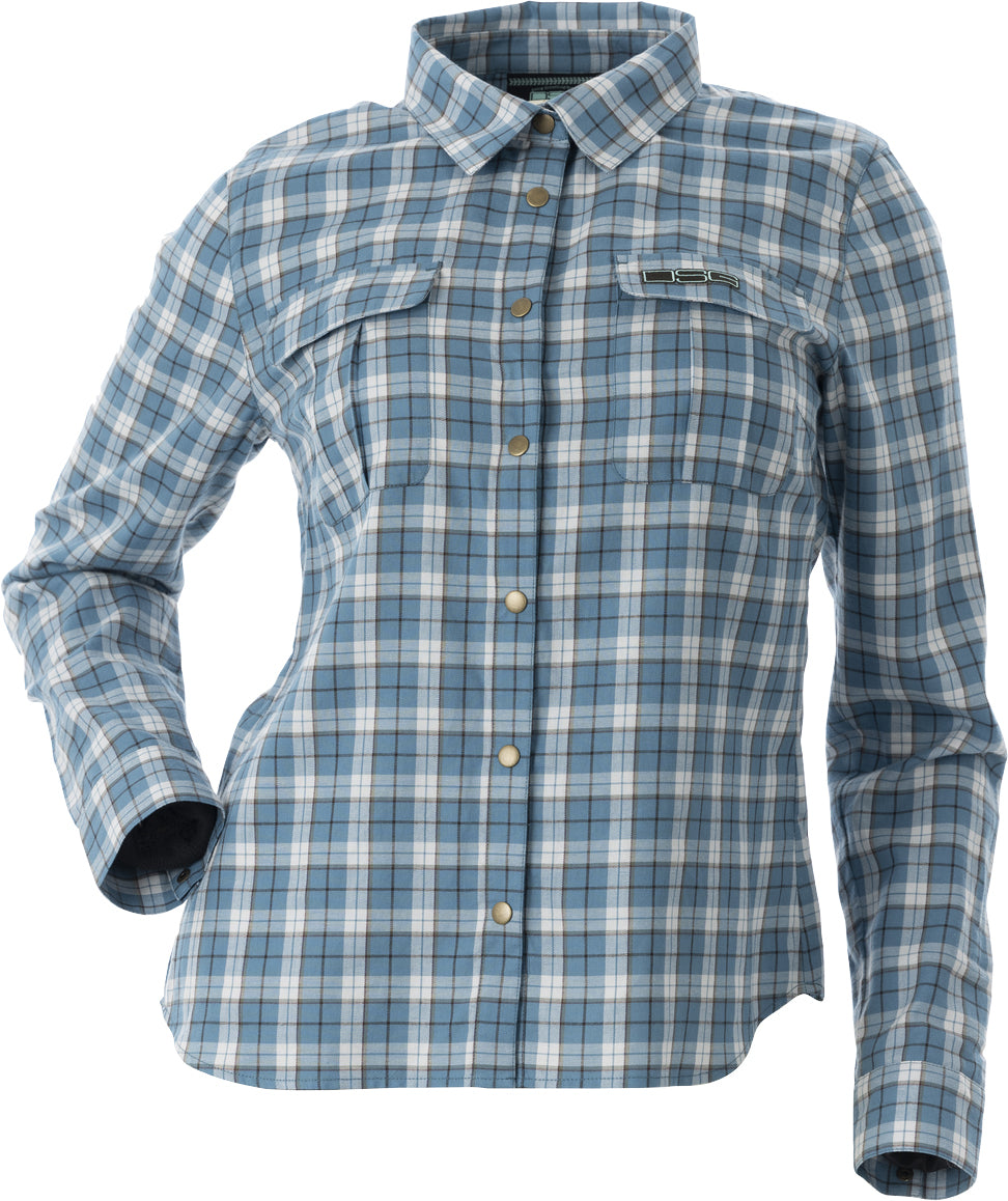 DSG Womens Plaid Button Down CLOSEOUT - Steel Blue
