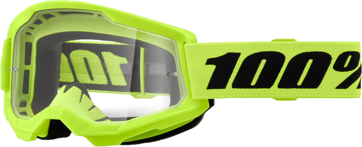 100% Strata 2 Junior Goggles Neon Yellow / Clear Lens