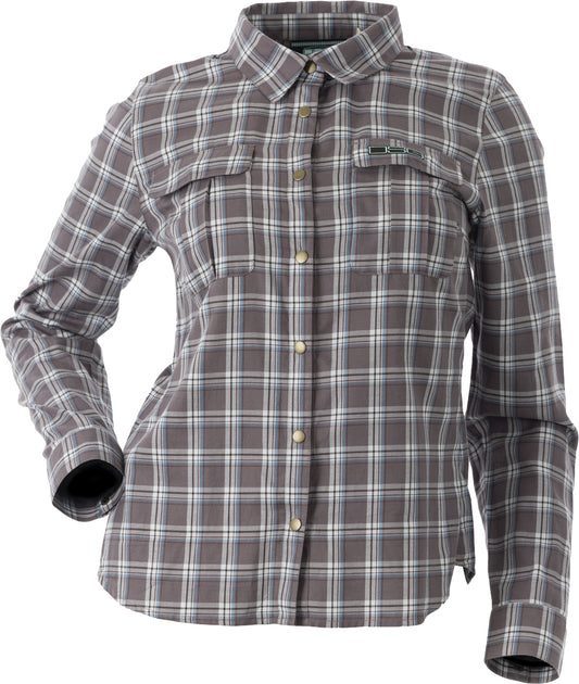 DSG Womens Plaid Button Down CLOSEOUT - Smoky Mauve