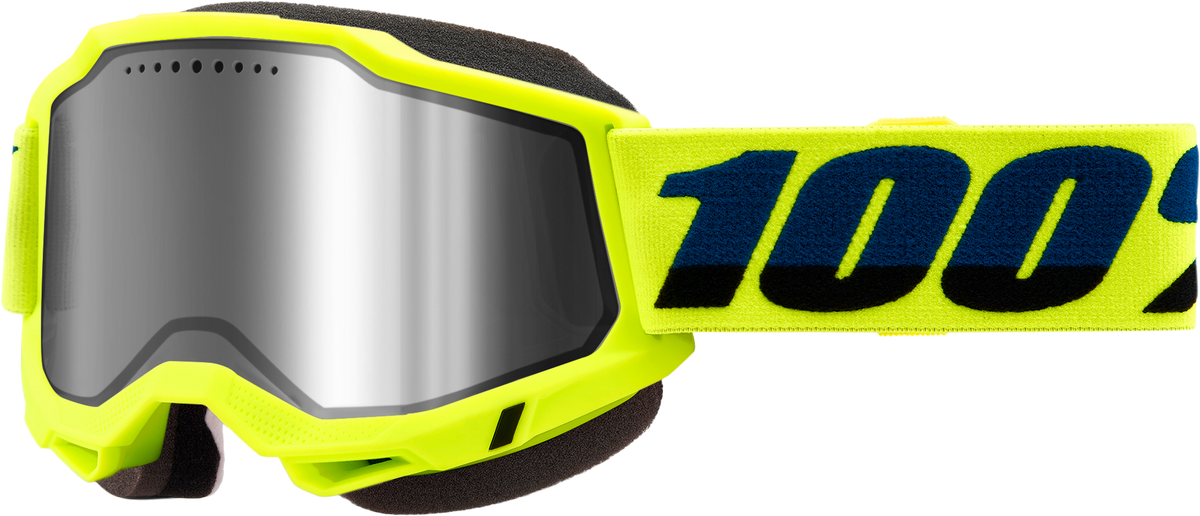 100% Accuri 2 Snowmobile Goggles Neon Yellow / Silver Mirror