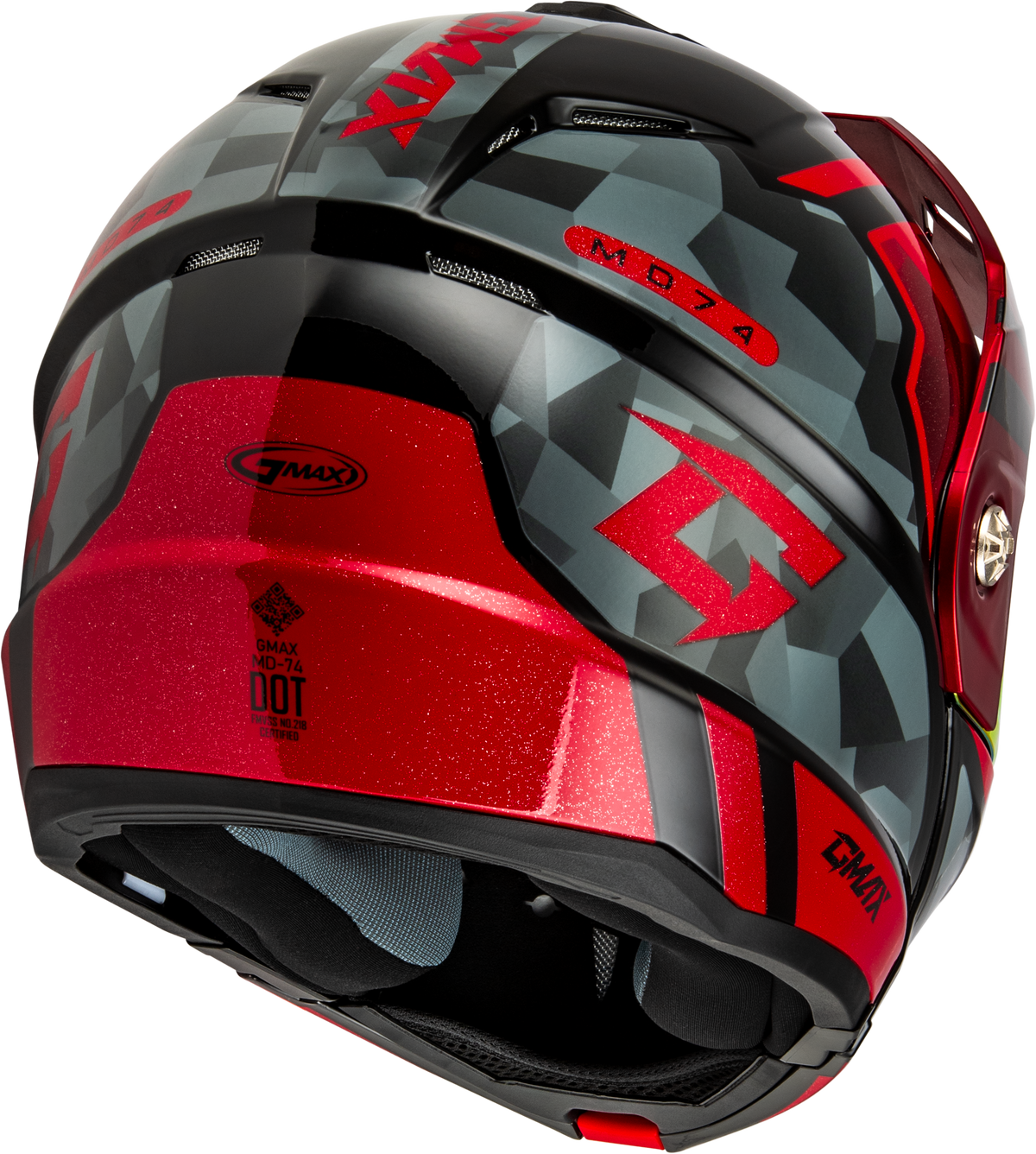 GMAX MD-74 Striker Modular Helmet Black/Grey/Red Metallic