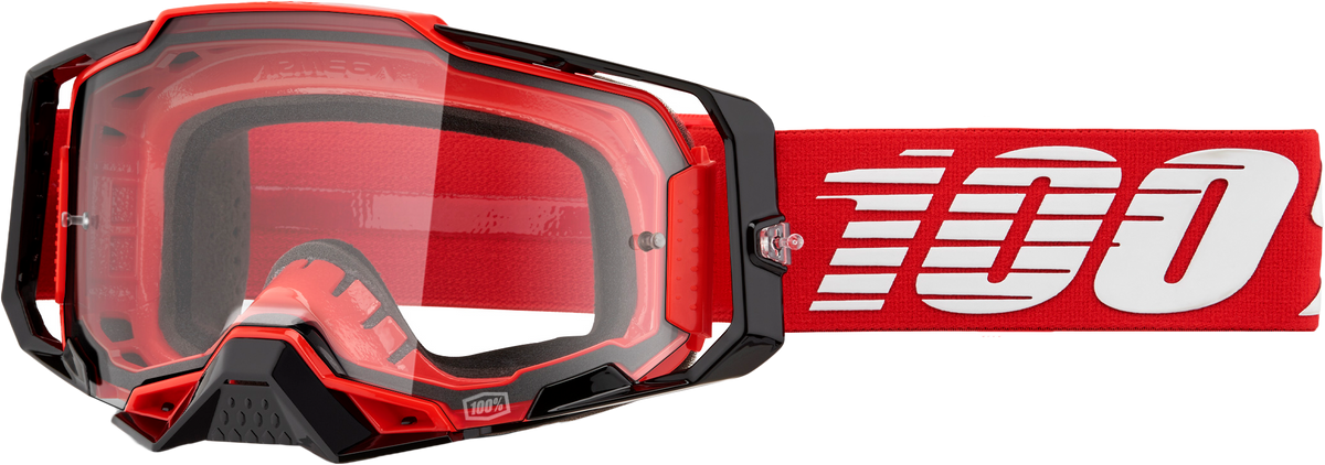 100% Armega Goggles Red / Clear Lens