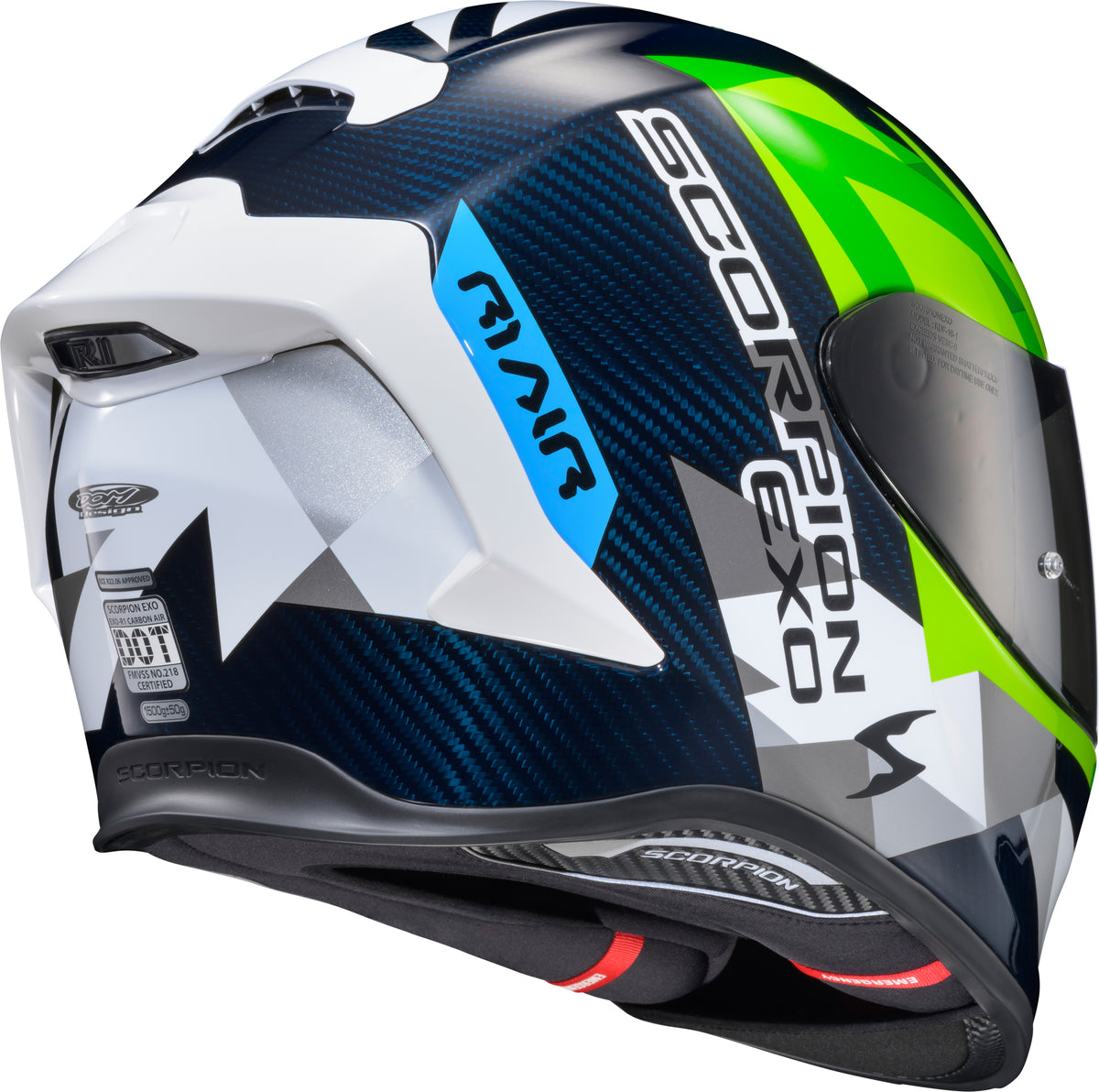 Scorpion EXO-R1 Air Carbon Rastor Helmet - White/Green/Blue
