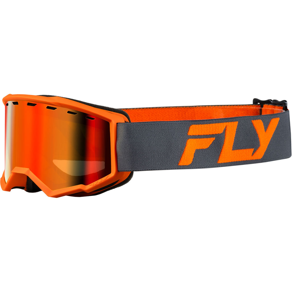 Fly Racing Youth Focus Snow Goggle - Charcoal/Orange / Red Mirror/Amber Lens