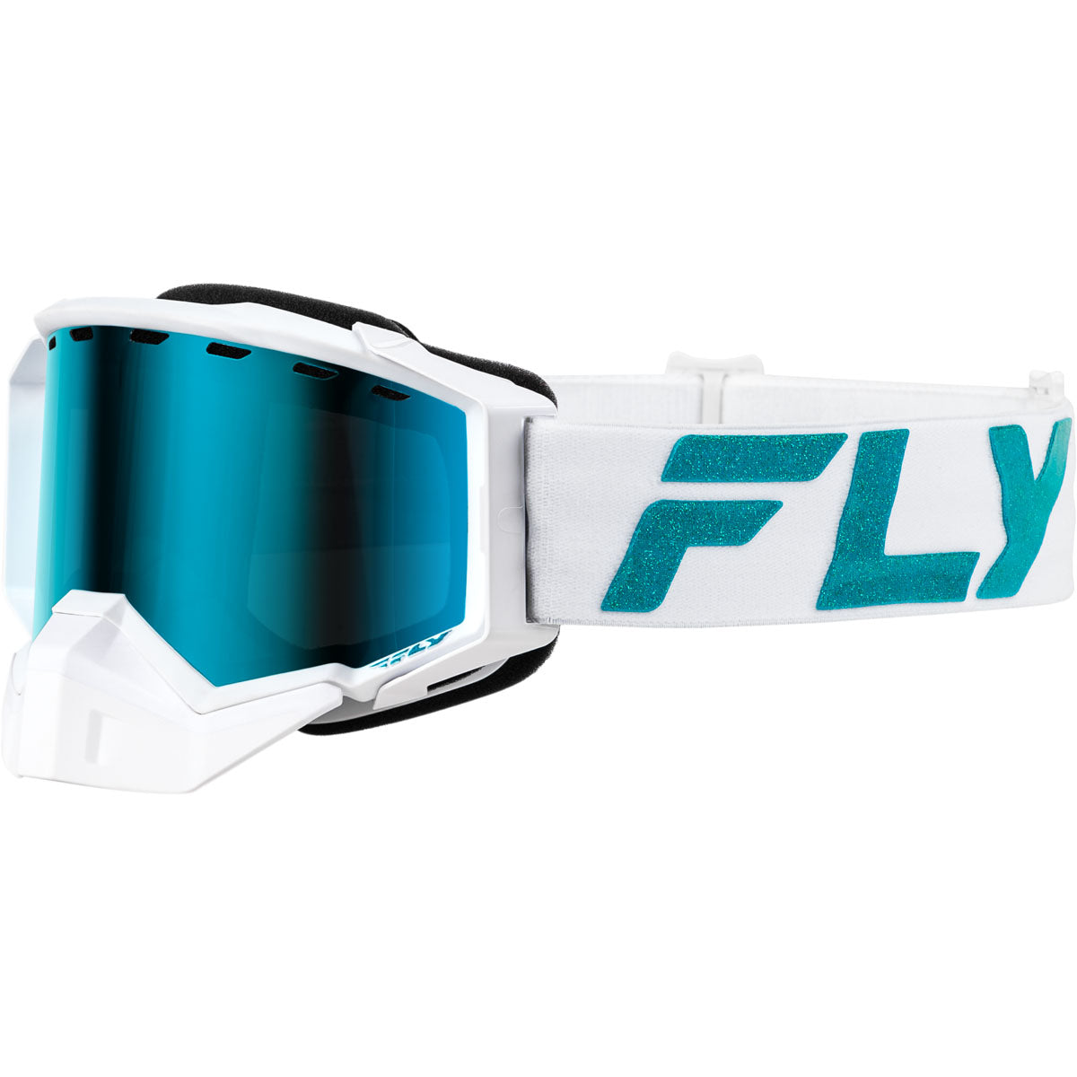 Fly Racing Zone Elite Snow Goggle - White/Teal / Sky Blue/Polarized Smoke Lens