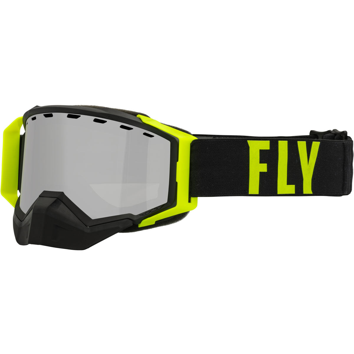 Fly Racing Zone Pro Snow Goggle CLOSEOUT - Black/Hi-Vis /Silver Mirrored/Polarized Smoke Lens