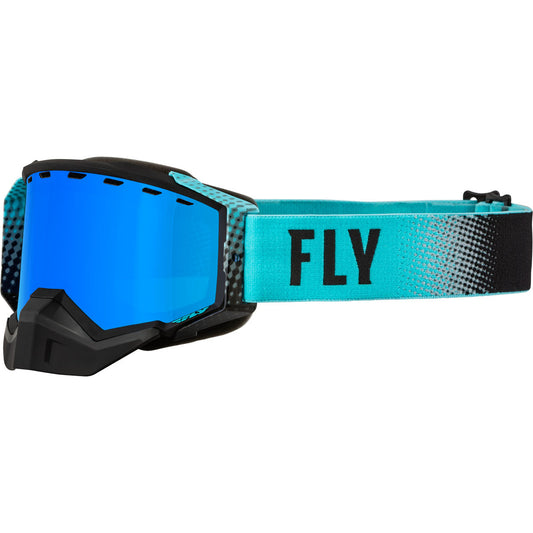 Fly Racing Zone Snow Goggle - Black/Aqua / Sky Blue Mirror/Smoke Lens