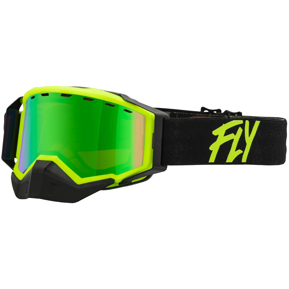 Fly Racing Zone Snow Goggle - Black/Hi-Vis / Green Mirror/Amber Lens