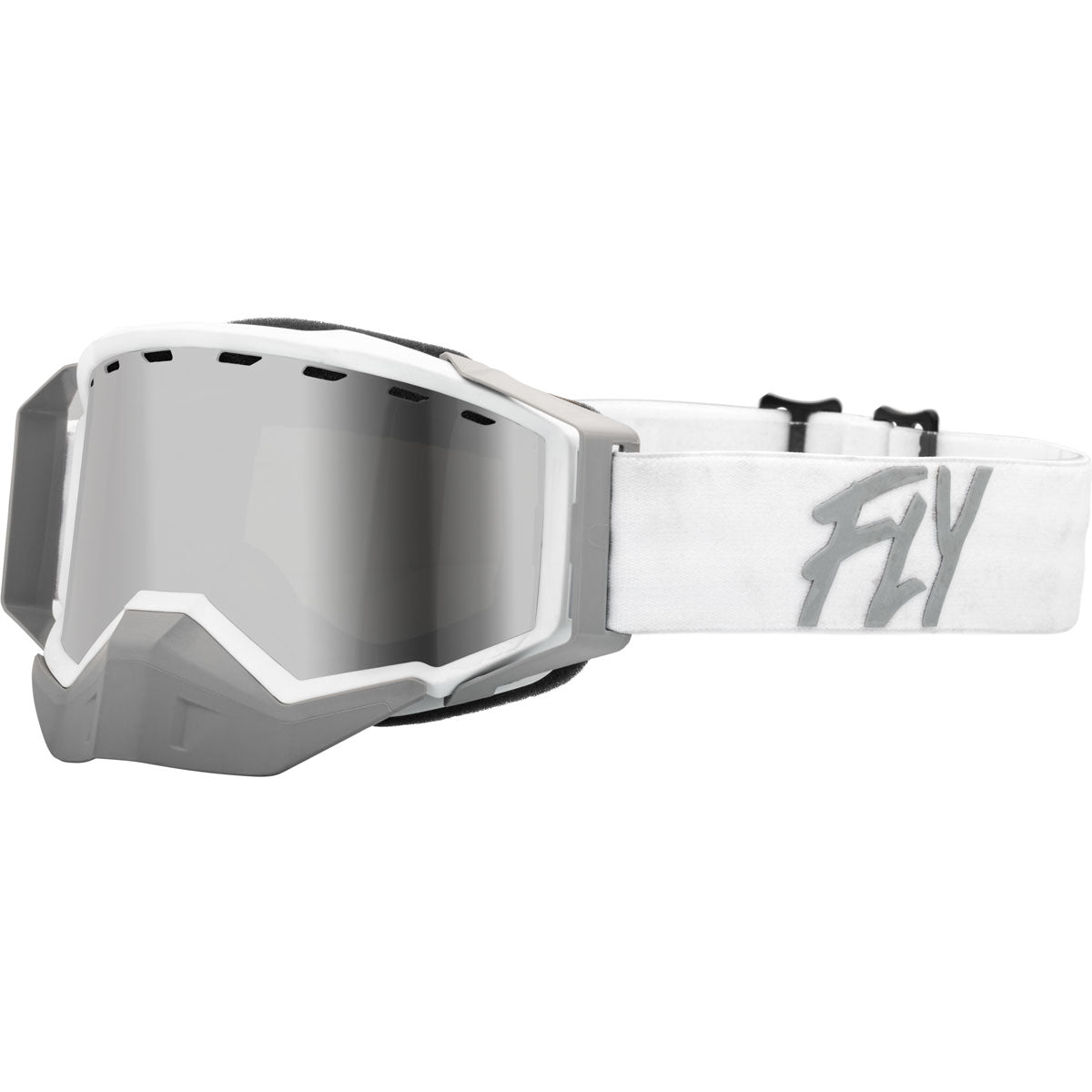 Fly Racing Zone Snow Goggle - White/Light Grey / Silver Mirror/Smoke Lens