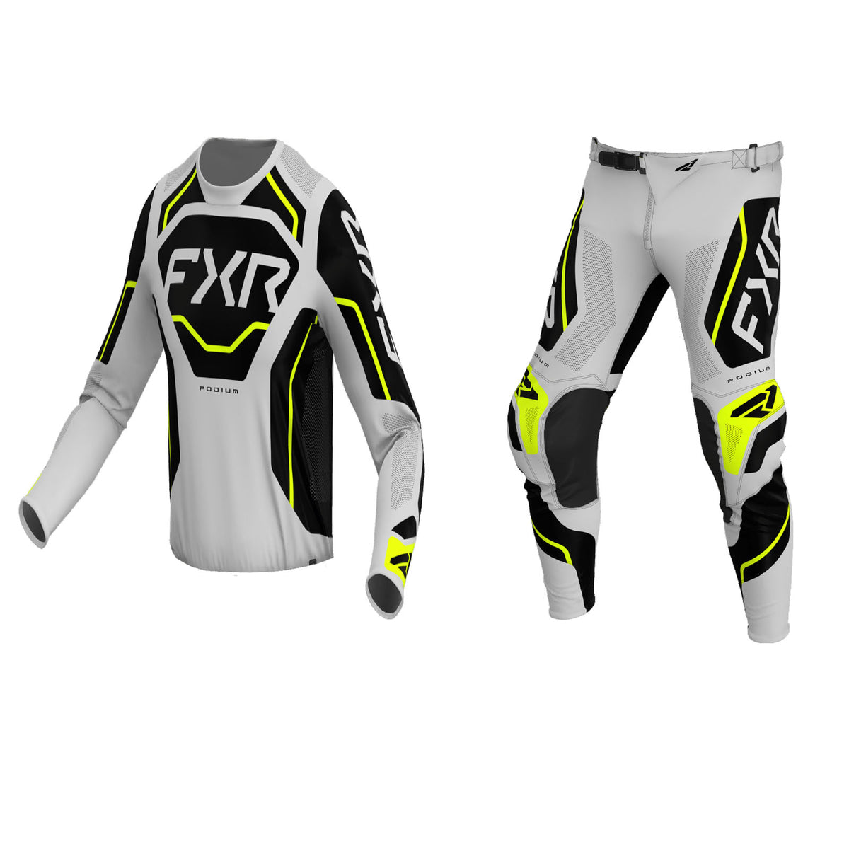 FXR Podium Relay MX Gear Set - Grey/Black/VIS