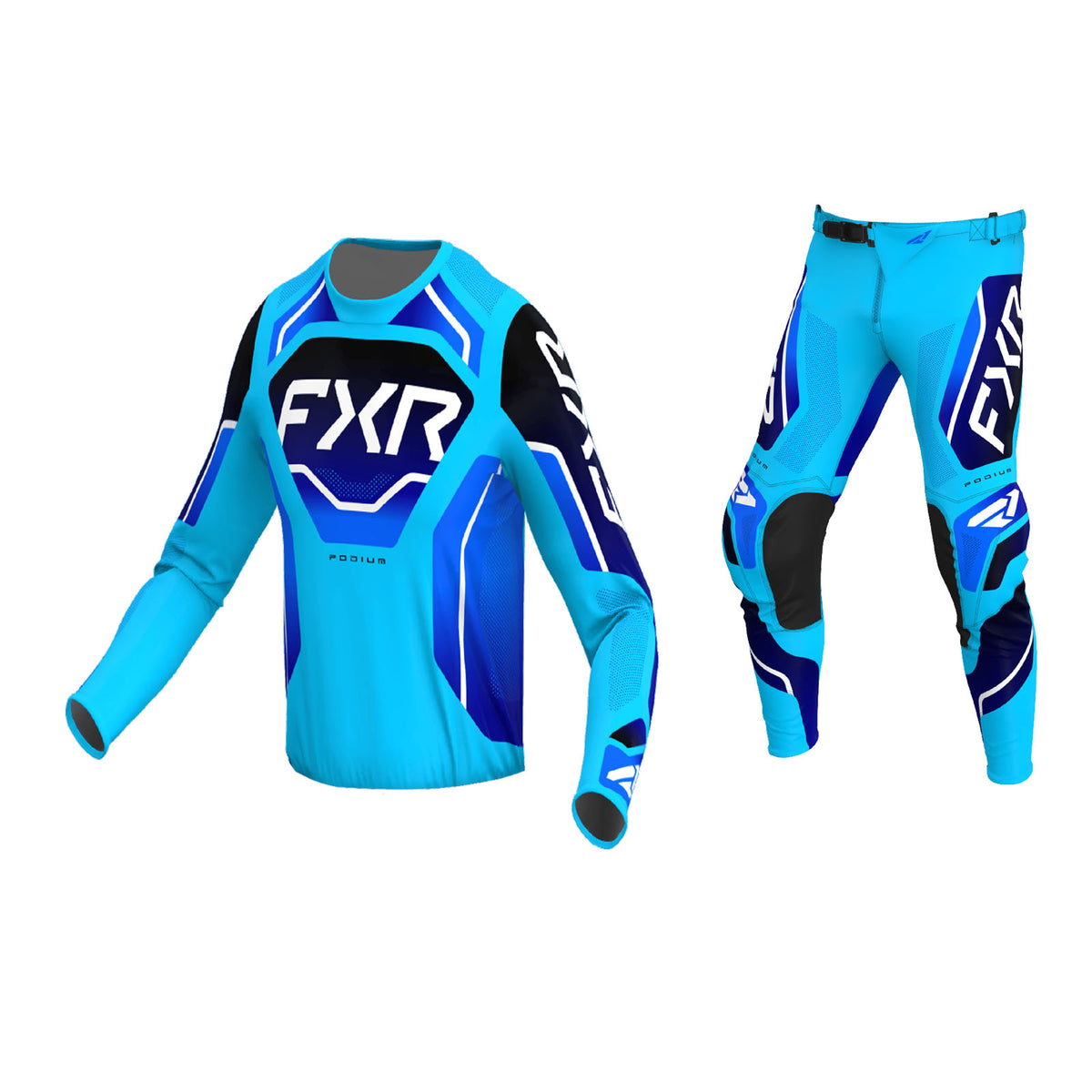 FXR Podium Relay MX Gear Set -  Sky Blue Black