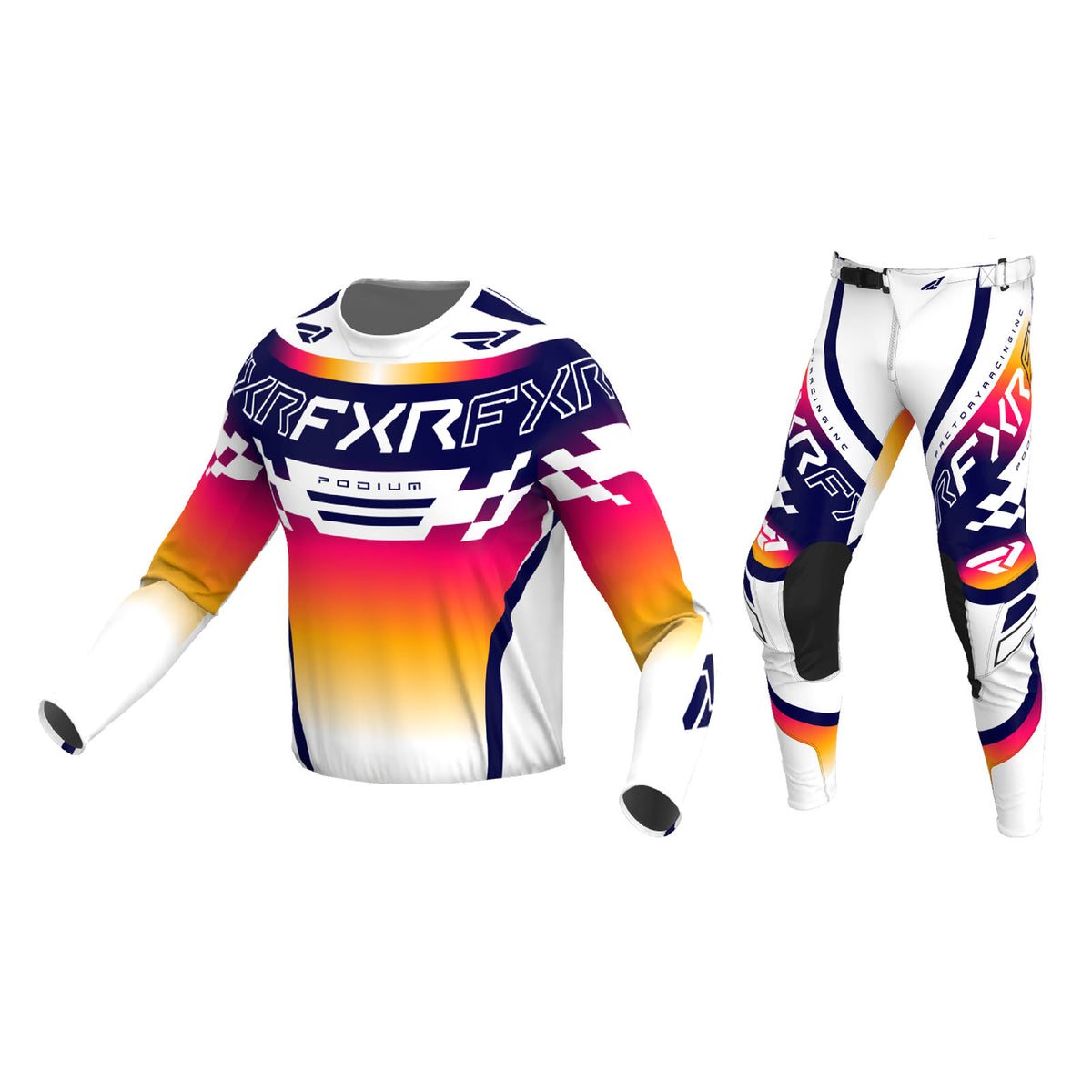 FXR Podium Swerve MX Gear Set - WHITE/NAVY/RAZZ