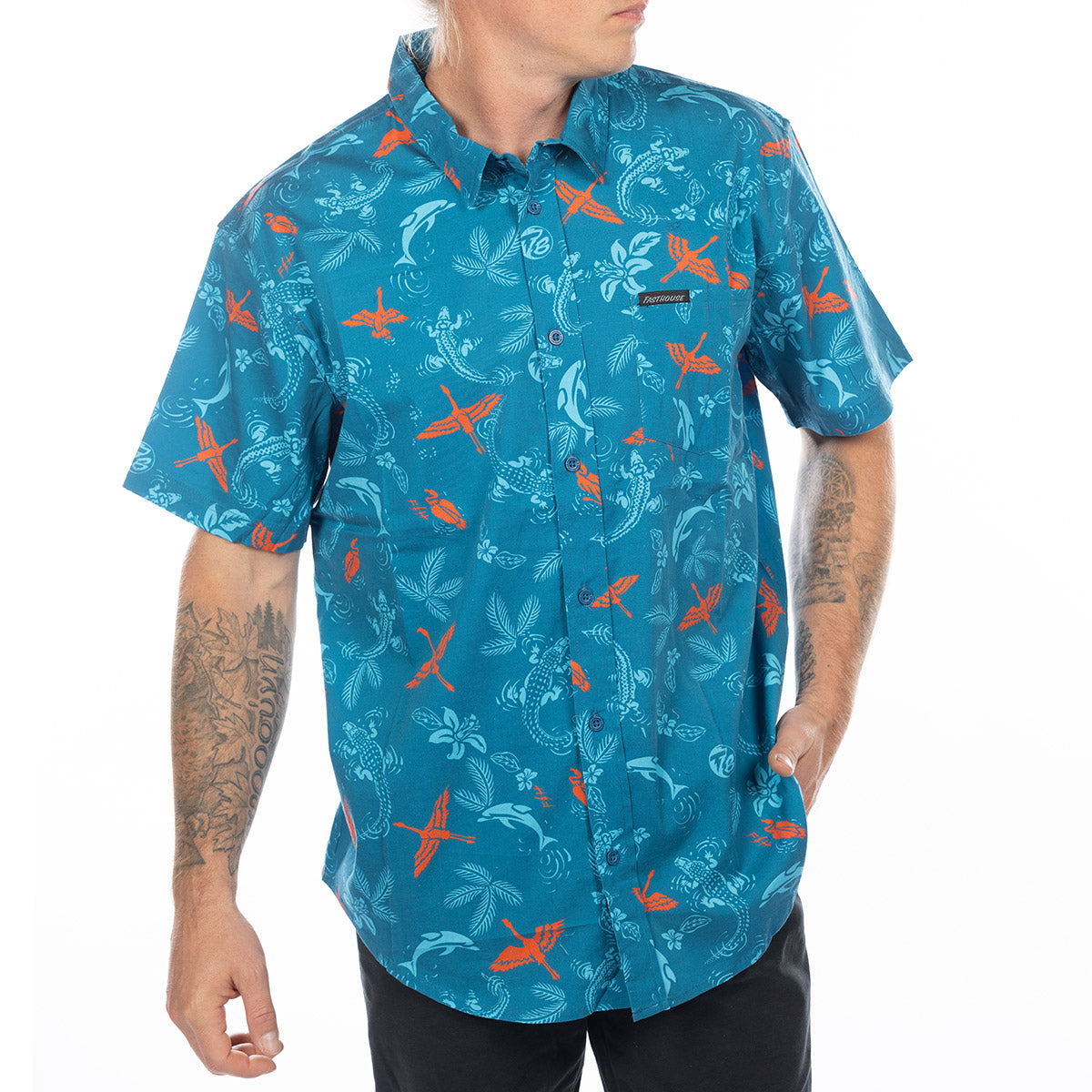 Fasthouse TB Island Hopping Hawaii Shirt  - Blue