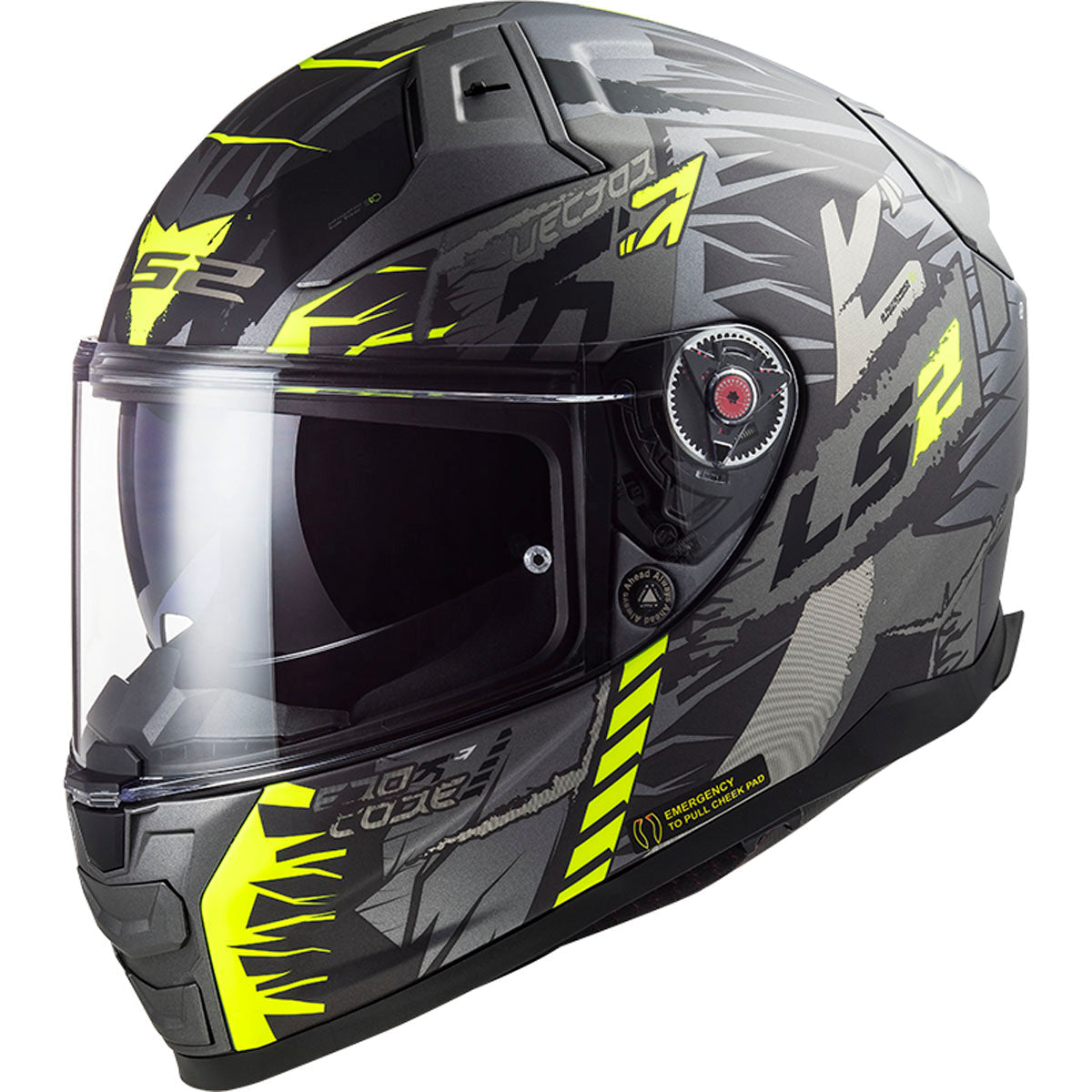 LS2 Citation II Techbot Helmet CLOSEOUT - Matte Titanium/Hi-Vis