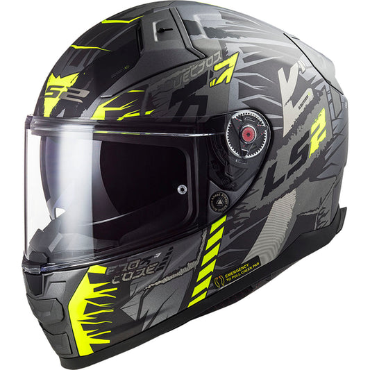 LS2 Citation II Techbot Helmet CLOSEOUT - Matte Titanium/Hi-Vis