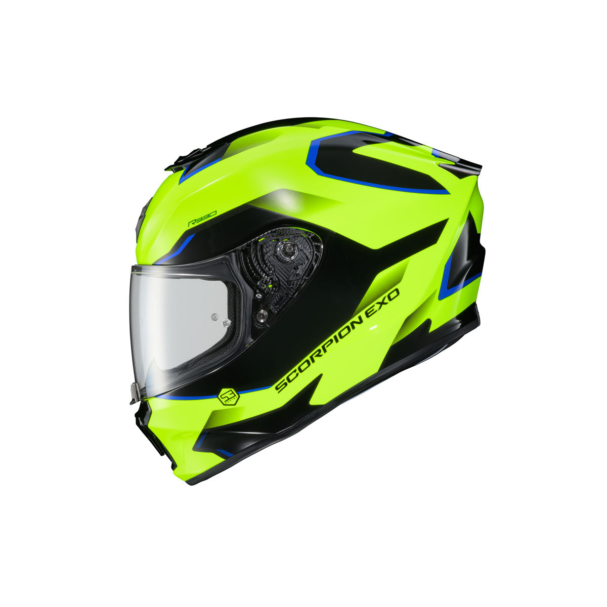 Scorpion EXO-R330 Fractal Helmet - Hi-Viz/Black/Blue