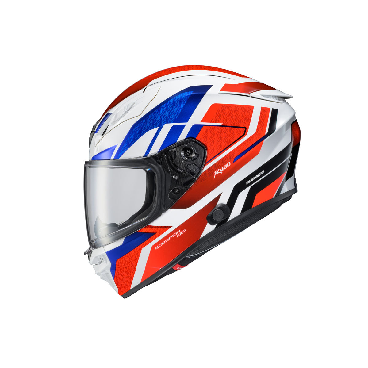 Scorpion EXO-R430 Geopulse Helmet - White/Blue/Red