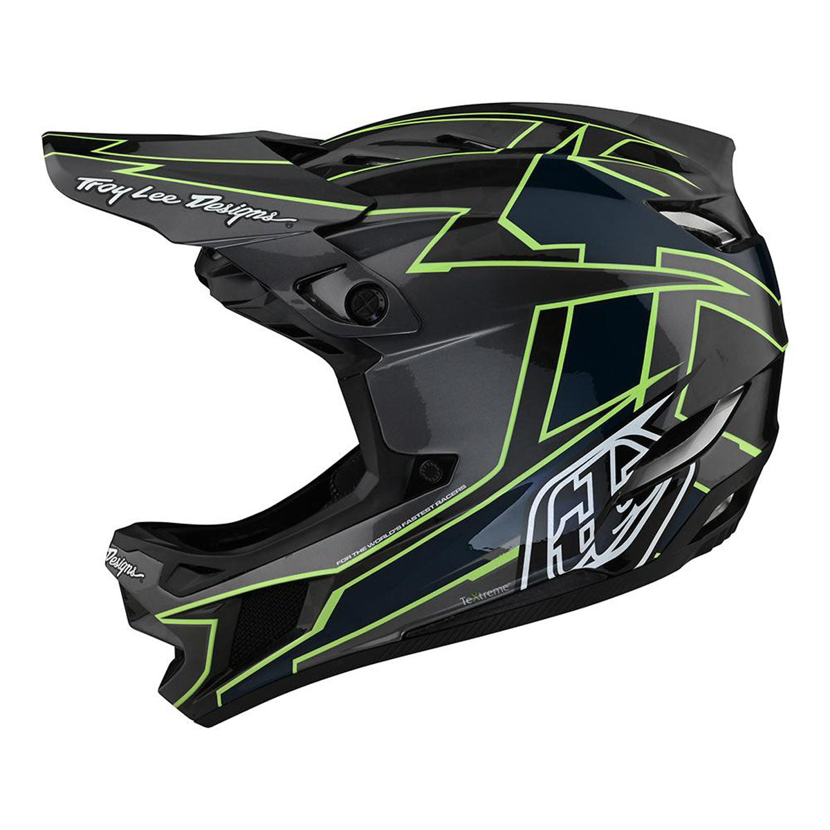 Troy Lee Designs D4 Carbon Helmet w/ MIPS (CLOSEOUT) - Graph Gray/Green