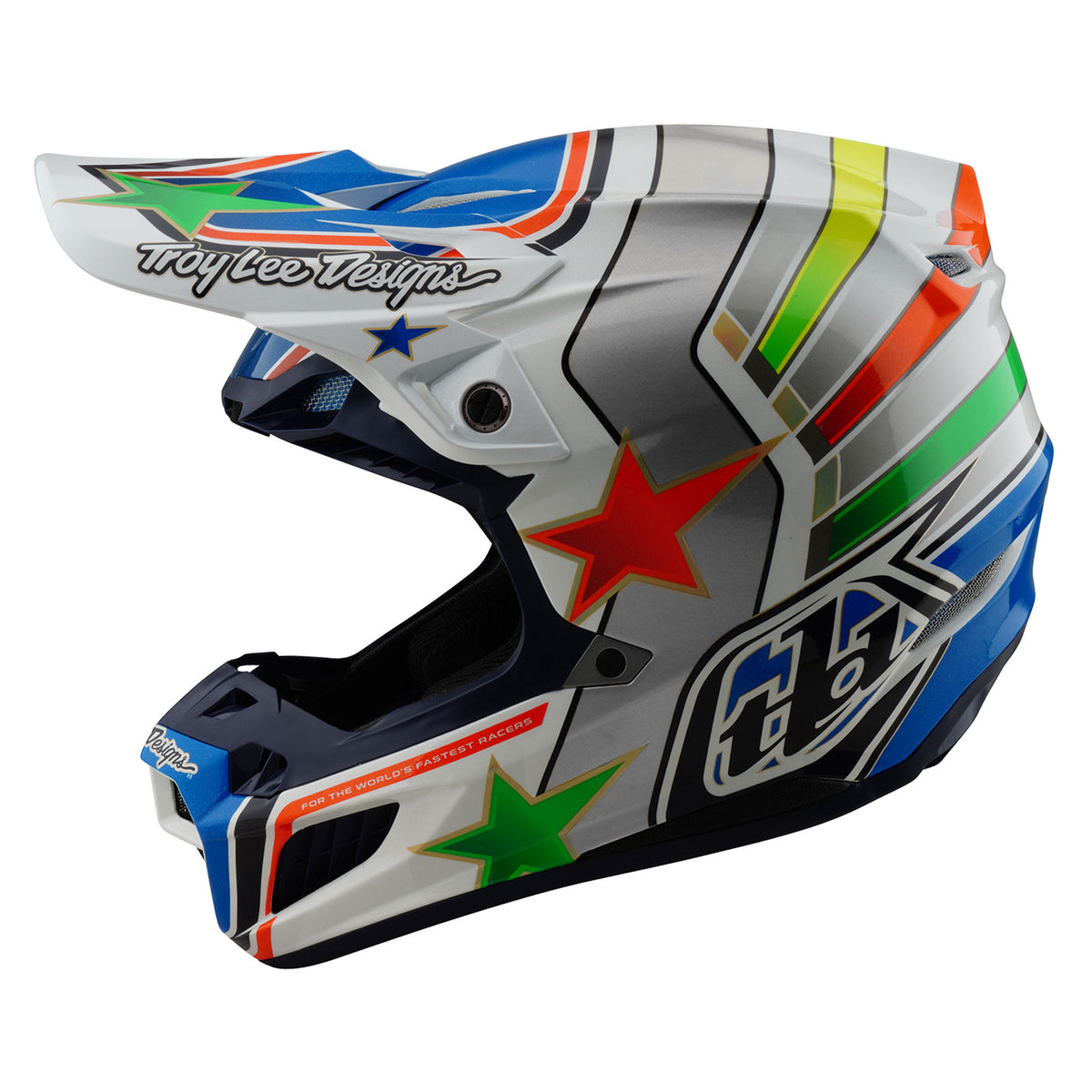Troy Lee Designs SE5 Composite Helmet W/ MIPS - Rays - White / Blue