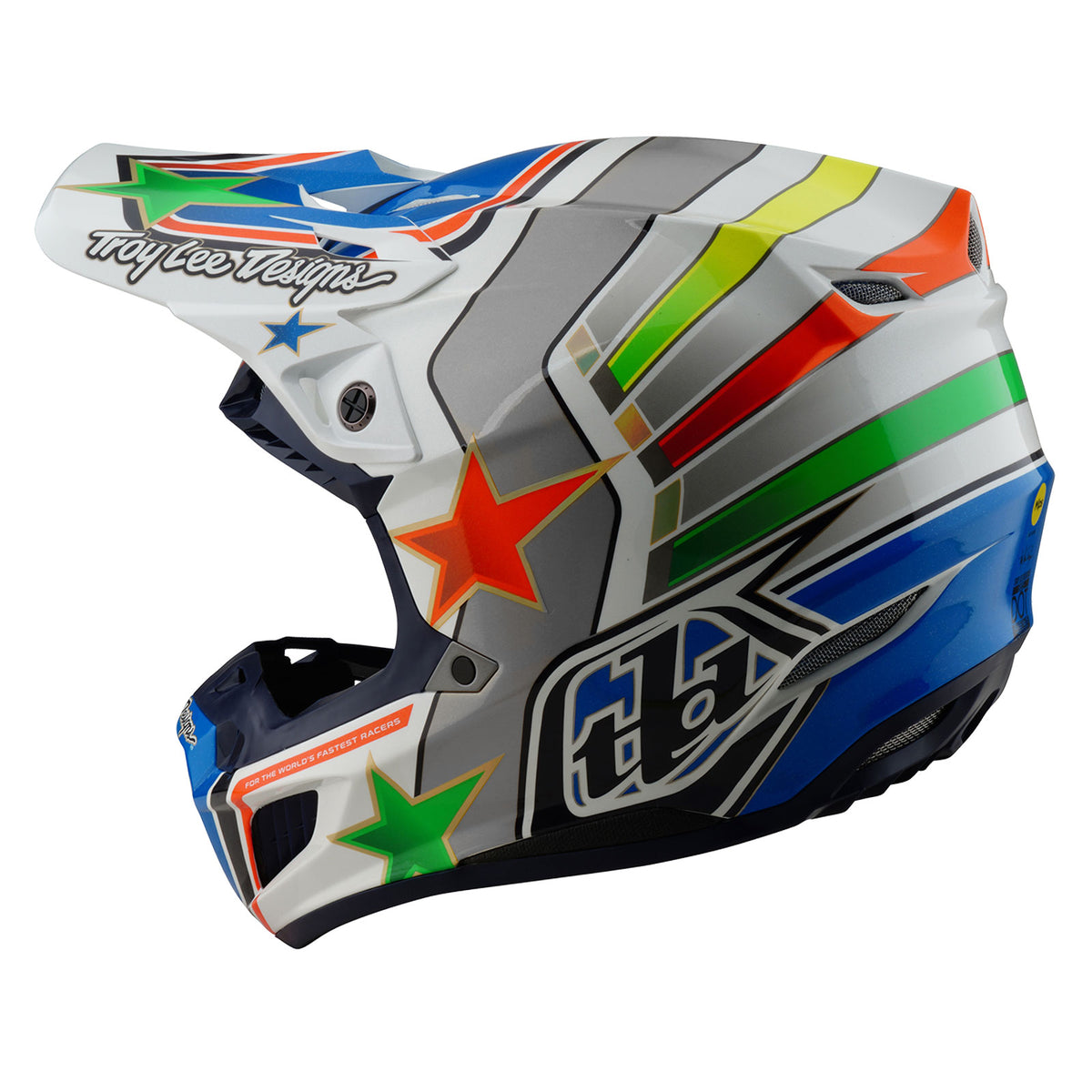 Troy Lee Designs Se5 Composite Helmet W/Mips - Rays - White / Blue