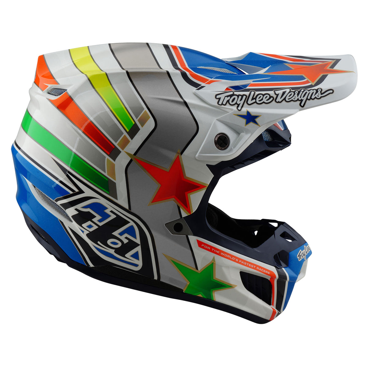 Troy Lee Designs Se5 Composite Helmet W/Mips - Rays - White / Blue