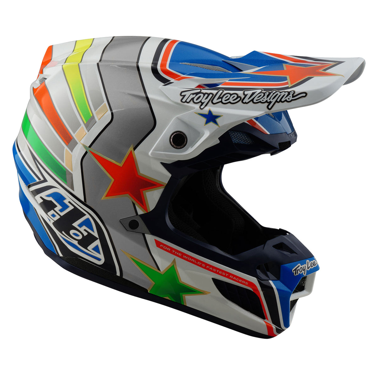 Troy Lee Designs Se5 Composite Helmet W/Mips - Rays - White / Blue