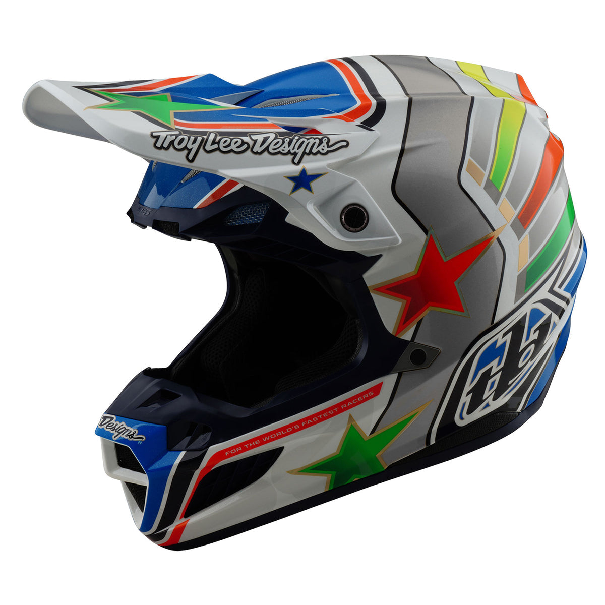 Troy Lee Designs Se5 Composite Helmet W/Mips - Rays - White / Blue